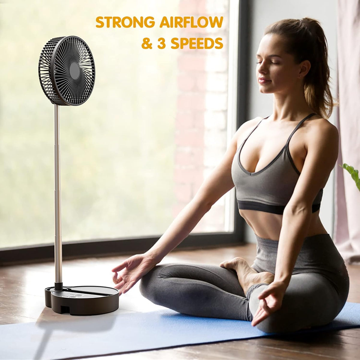 8 Portable Rechargeable Oscillating Fan, 10000mAh, 3 Speeds, Foldable, Quiet USB Desk Fan, Pack of 2 Y88949