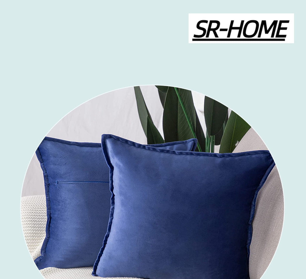 Set of 2 Velvet Decorative Throw Pillow Covers Square with Fringe Cushion Case X49189