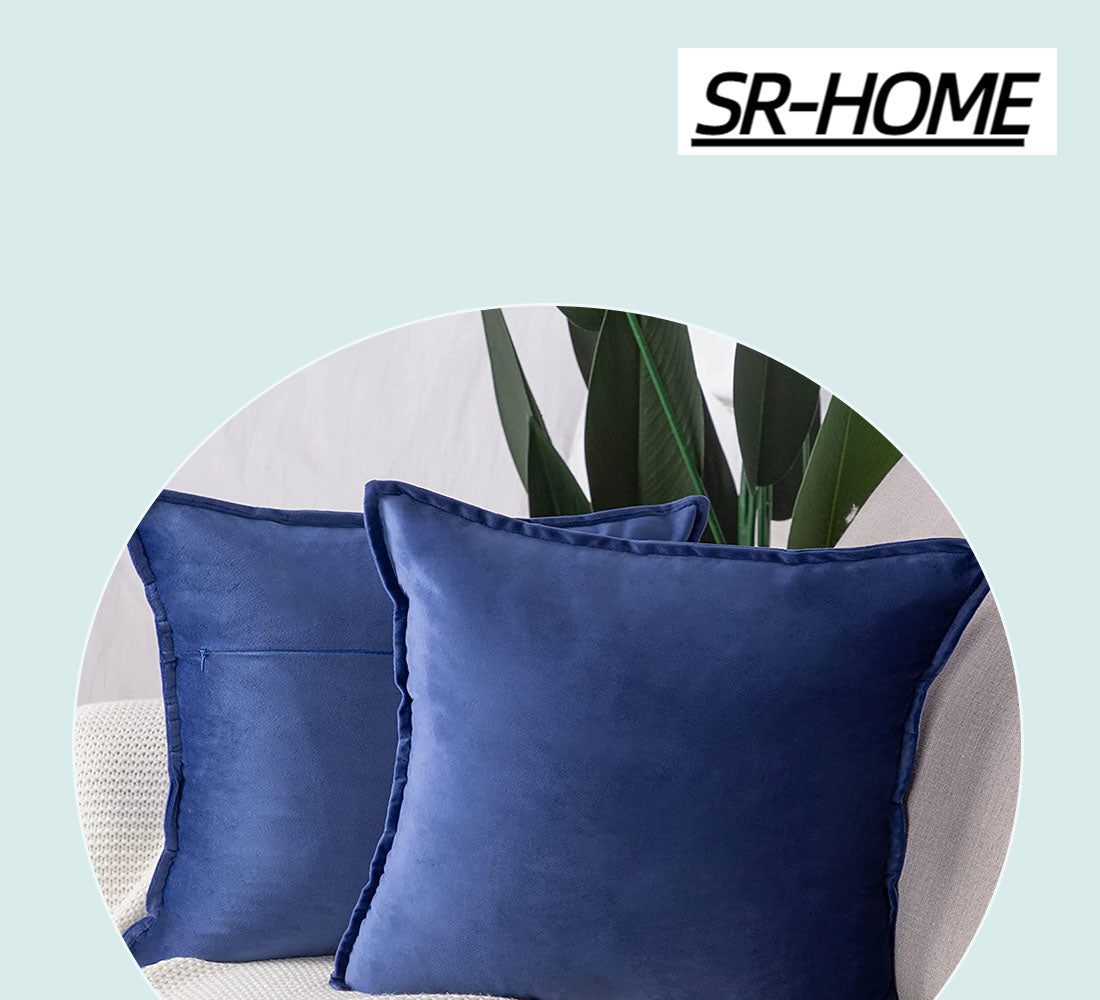 Set of 2 Velvet Decorative Throw Pillow Covers Square with Fringe Cushion Case X49189
