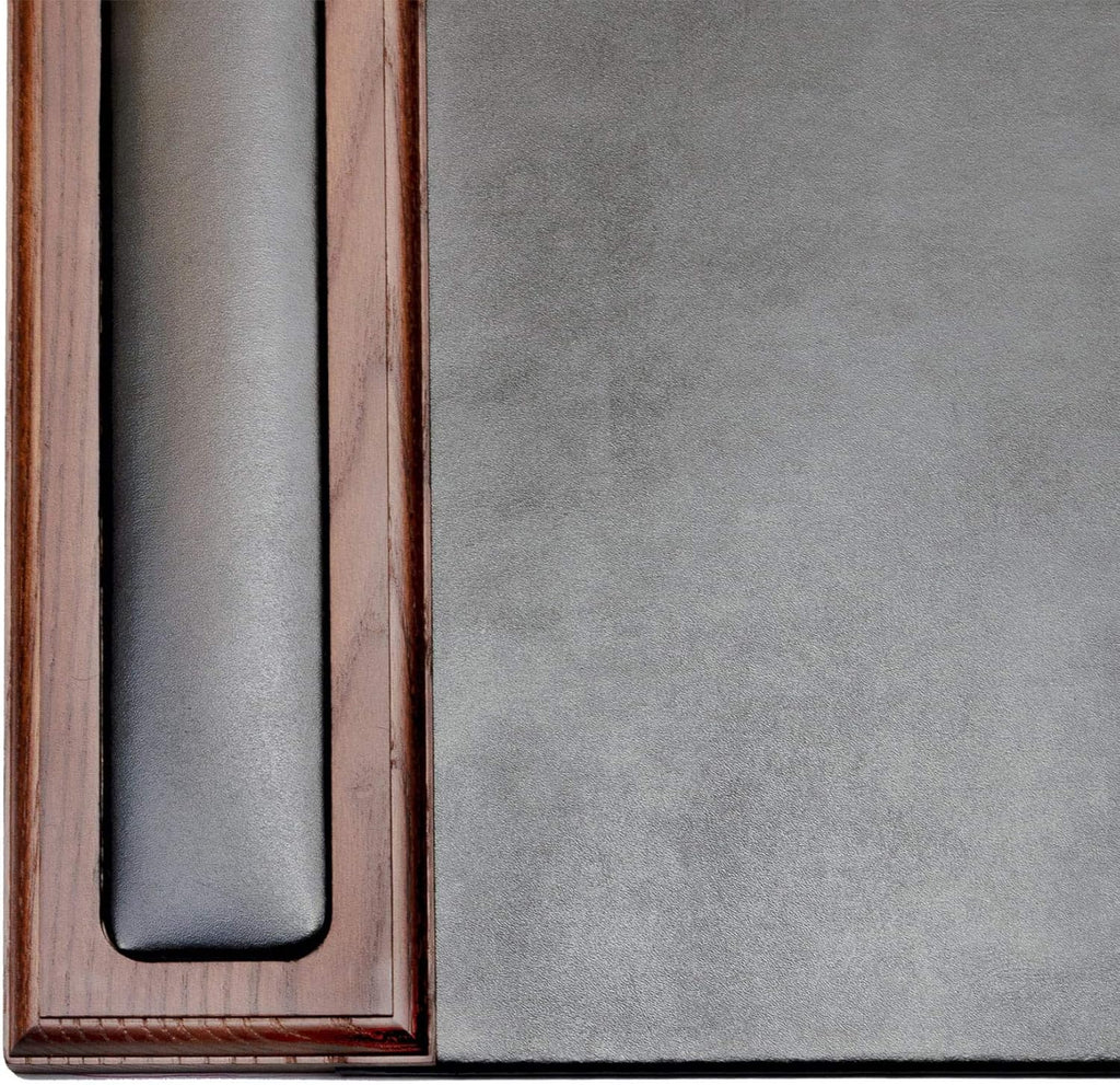 Walnut & Black Leather Desk Pad V8331