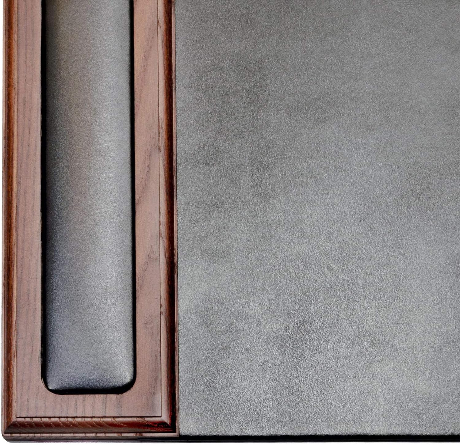Walnut & Black Leather Desk Pad V8331