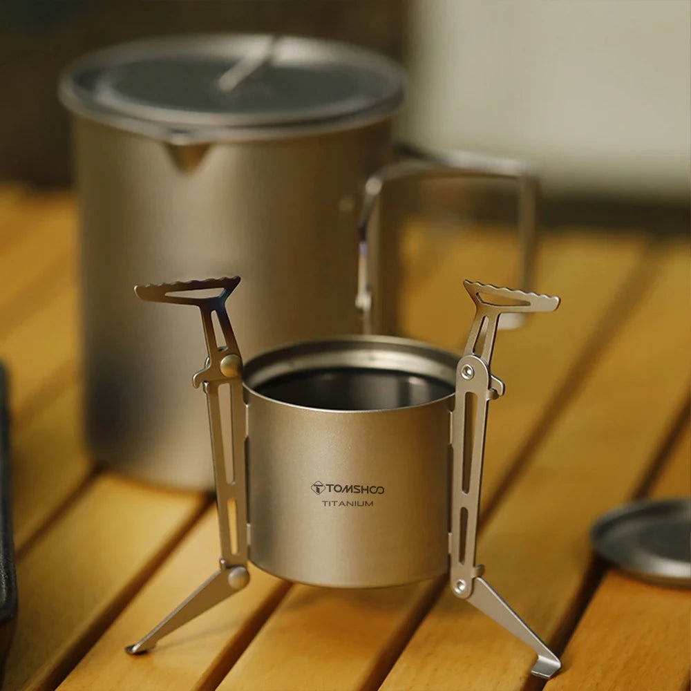 Alcohol Stove with Lid Foldable Legs and Pot Supports M415147