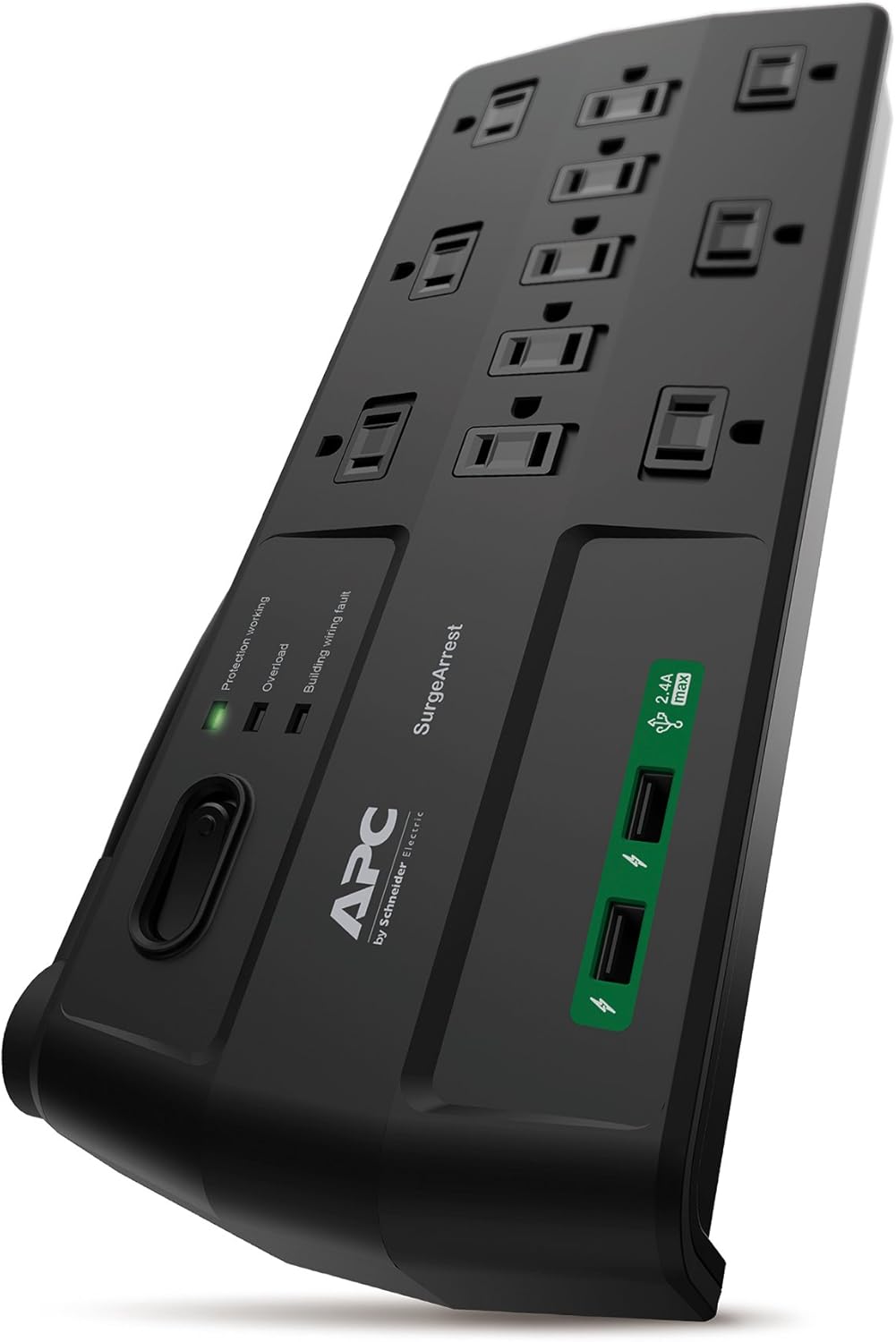 11 Outlet Power Strip Surge Protector with USB Ports, 2880 Joule, 8' Cord, Flat Plug, Black, Pack of 2 A5991