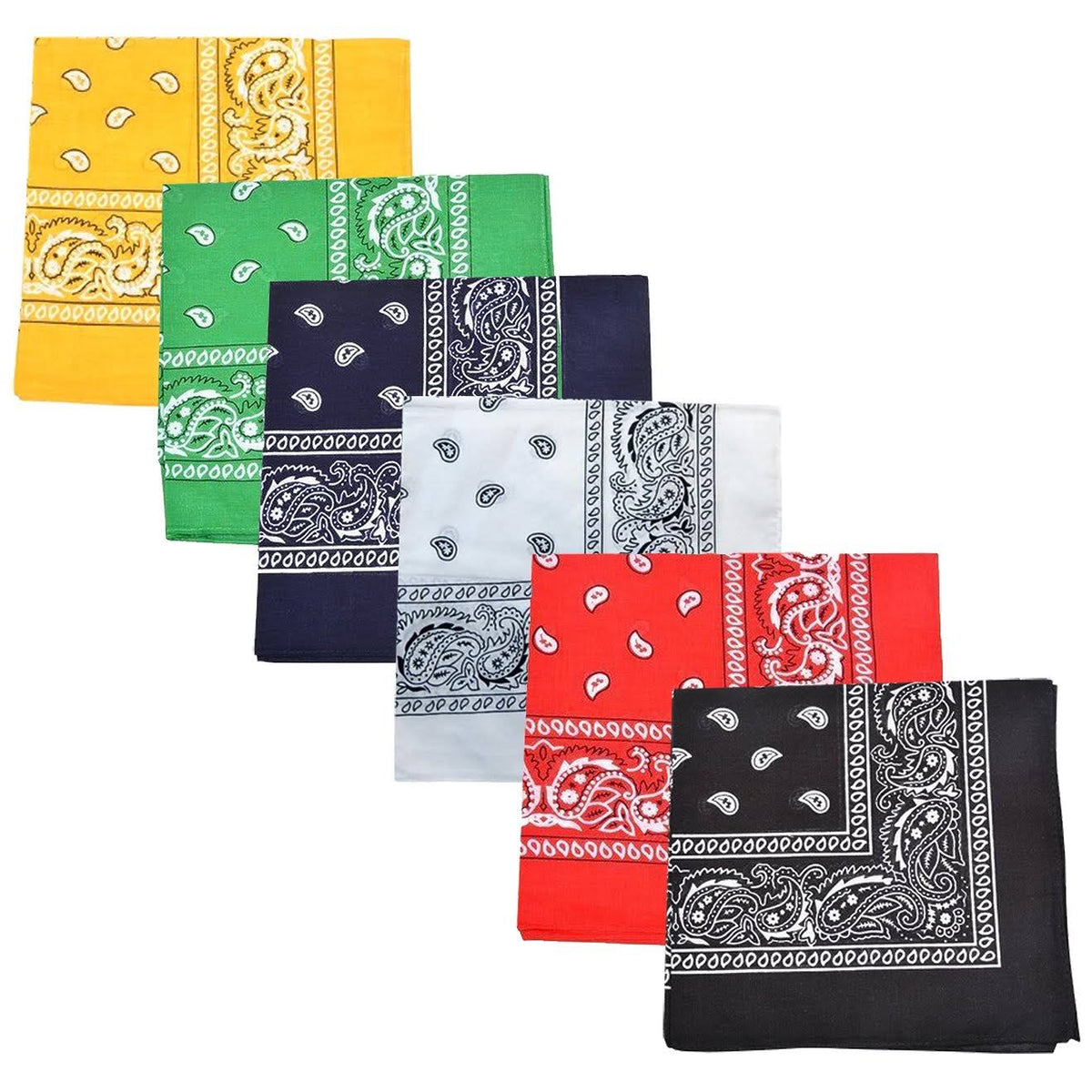 72 Pack Royal Blue Paisley Print Polyester Bandanas U90134