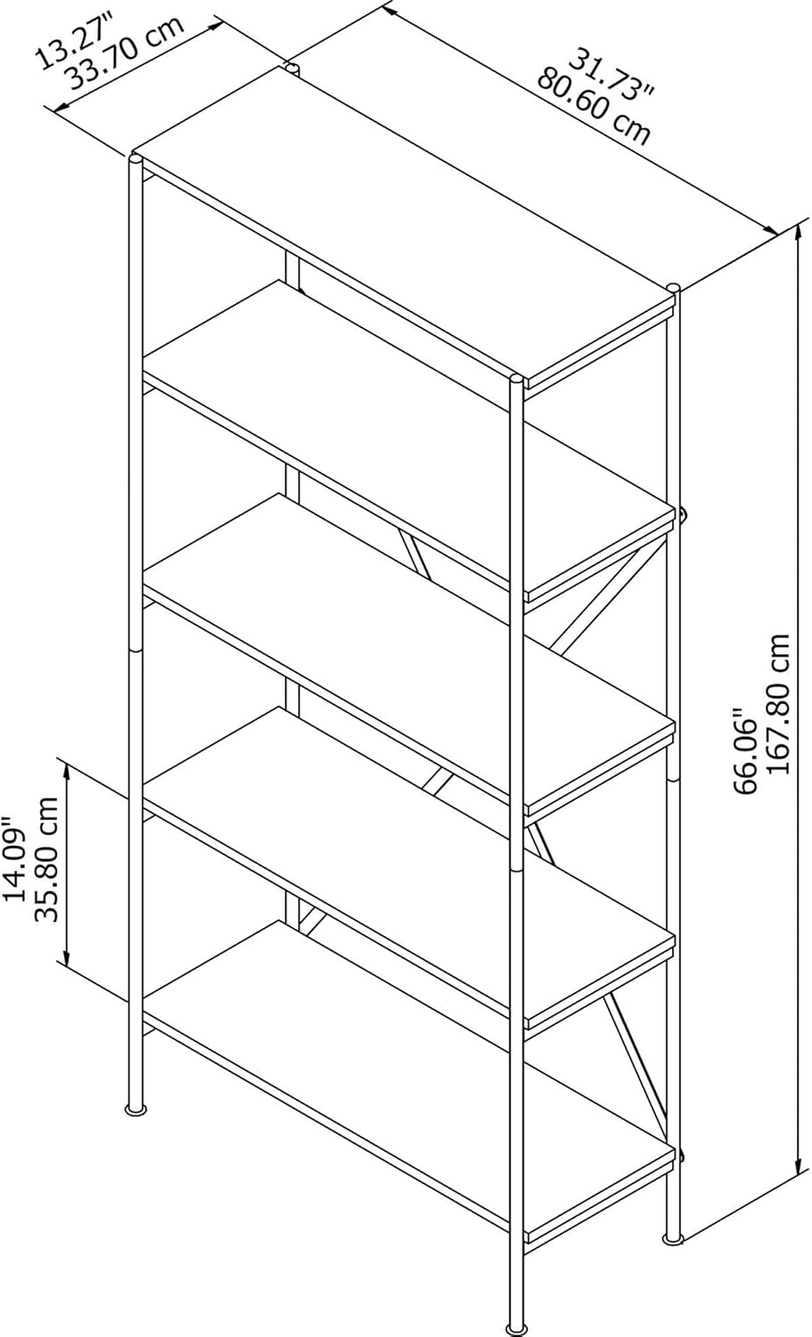 Vintage Golden Pine 5 Shelf Etagere Bookcase K73375