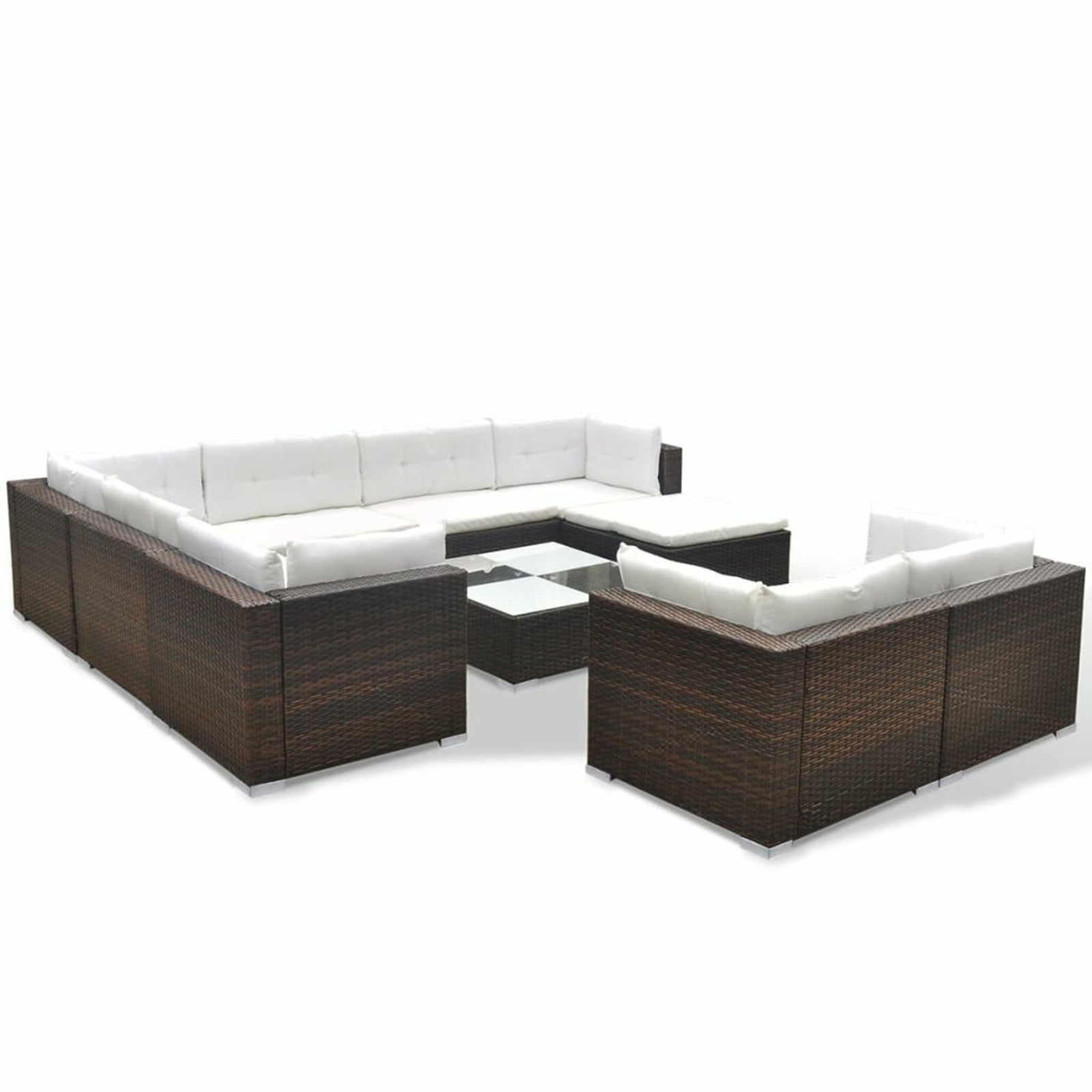 10 Piece Outdoor Patio Furniture Set with Coffee Table and Ottoman D316