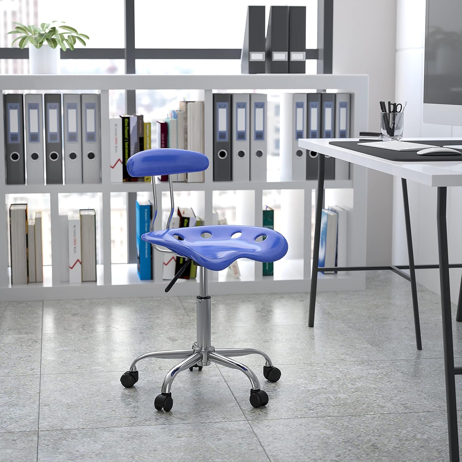 Black and Chrome Drafting Stool with Tractor Seat Pack of 2 O838