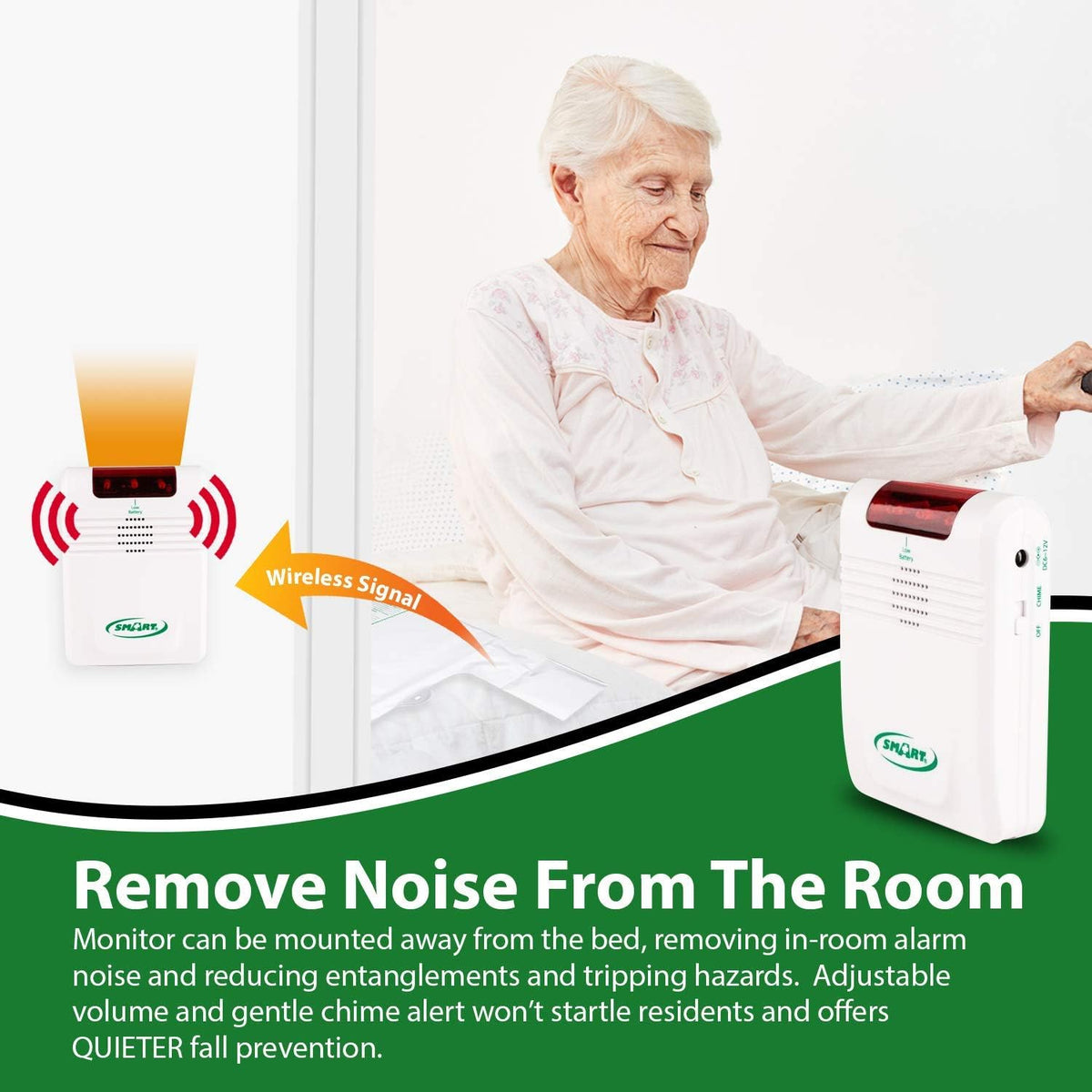 Wireless Bed Alarm System with Weight Sensing Pad and Remote Alert Monitor L2273