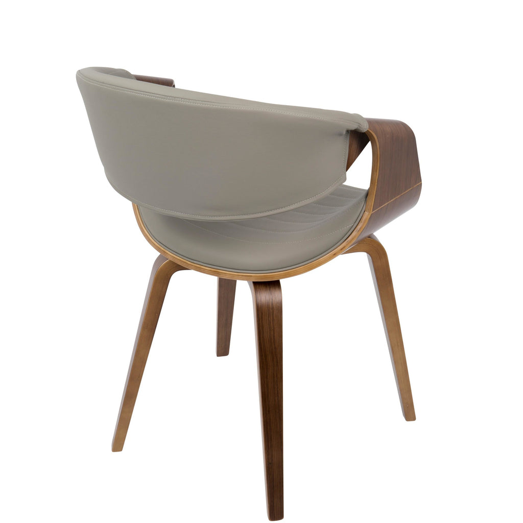 Walnut Wood and Grey Faux Leather Dining Chair T905
