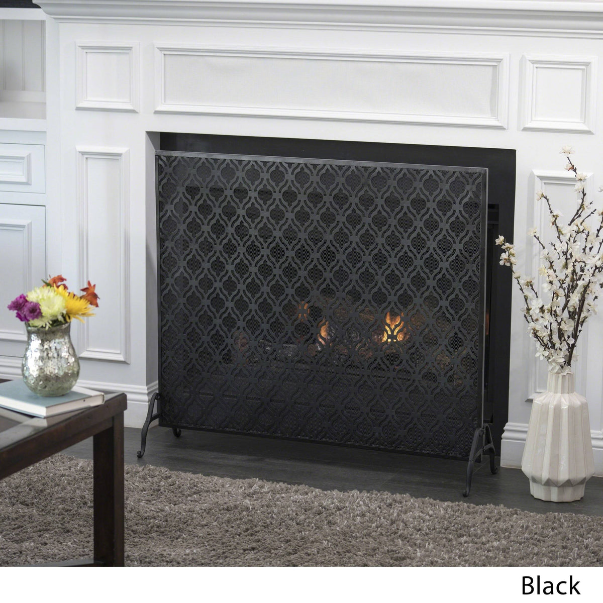Black Iron Fireplace Screen B347