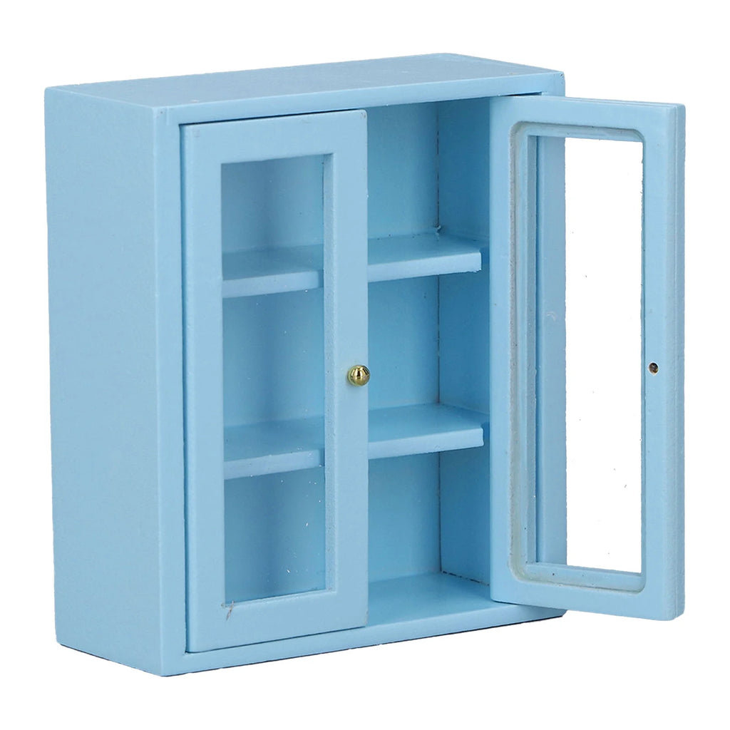 Blue Wooden Dollhouse Wall Cabinet L2137