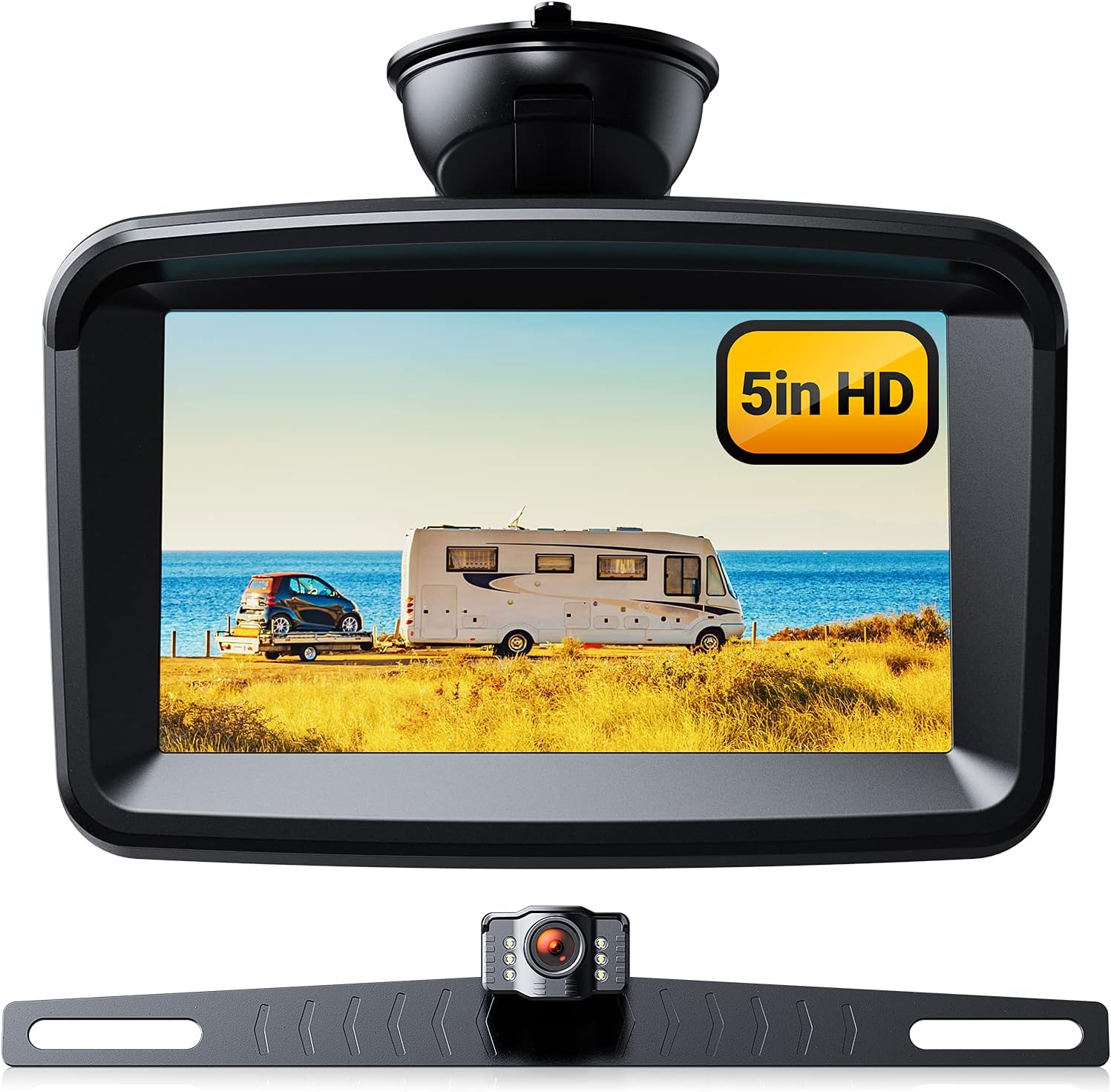 5 Monitor with 1080P Backup Camera, License Plate 149° Rear View Kits, IP69 Waterproof R13624