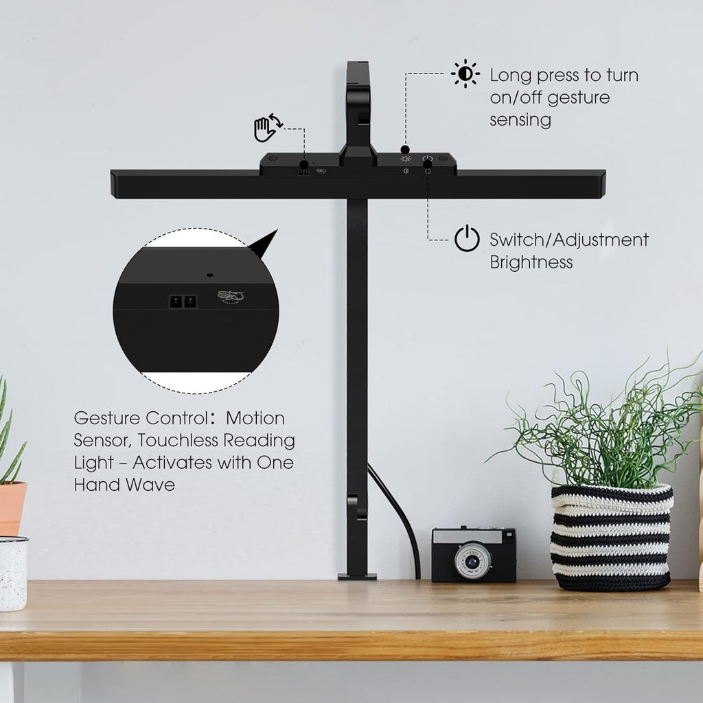 LED Desk Lamp with Clamp, Metal, Dimmable, 4 Color Modes V665049
