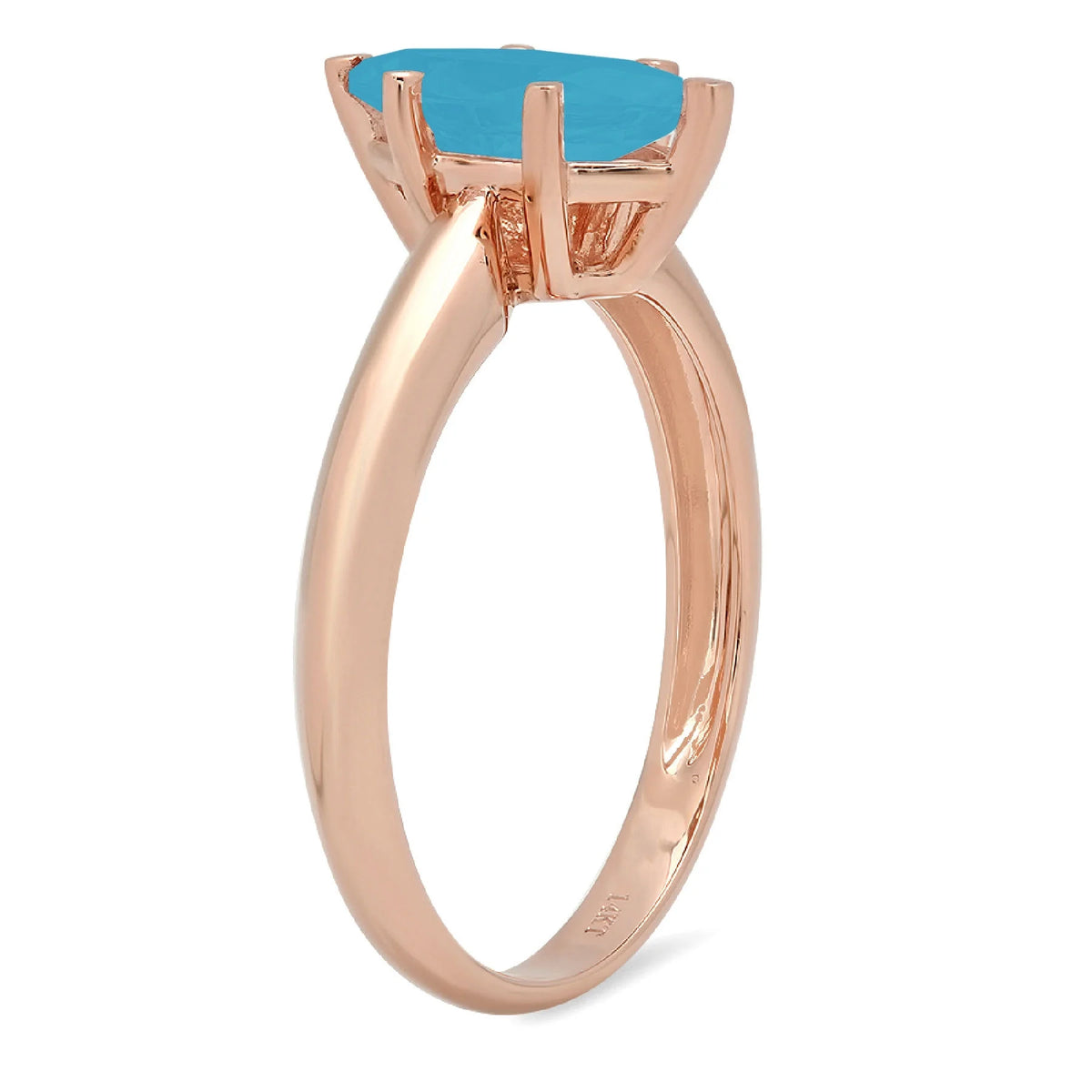Marquise Cut Blue Simulated Turquoise Rose Gold Solitaire Ring Size 10.5 H290935