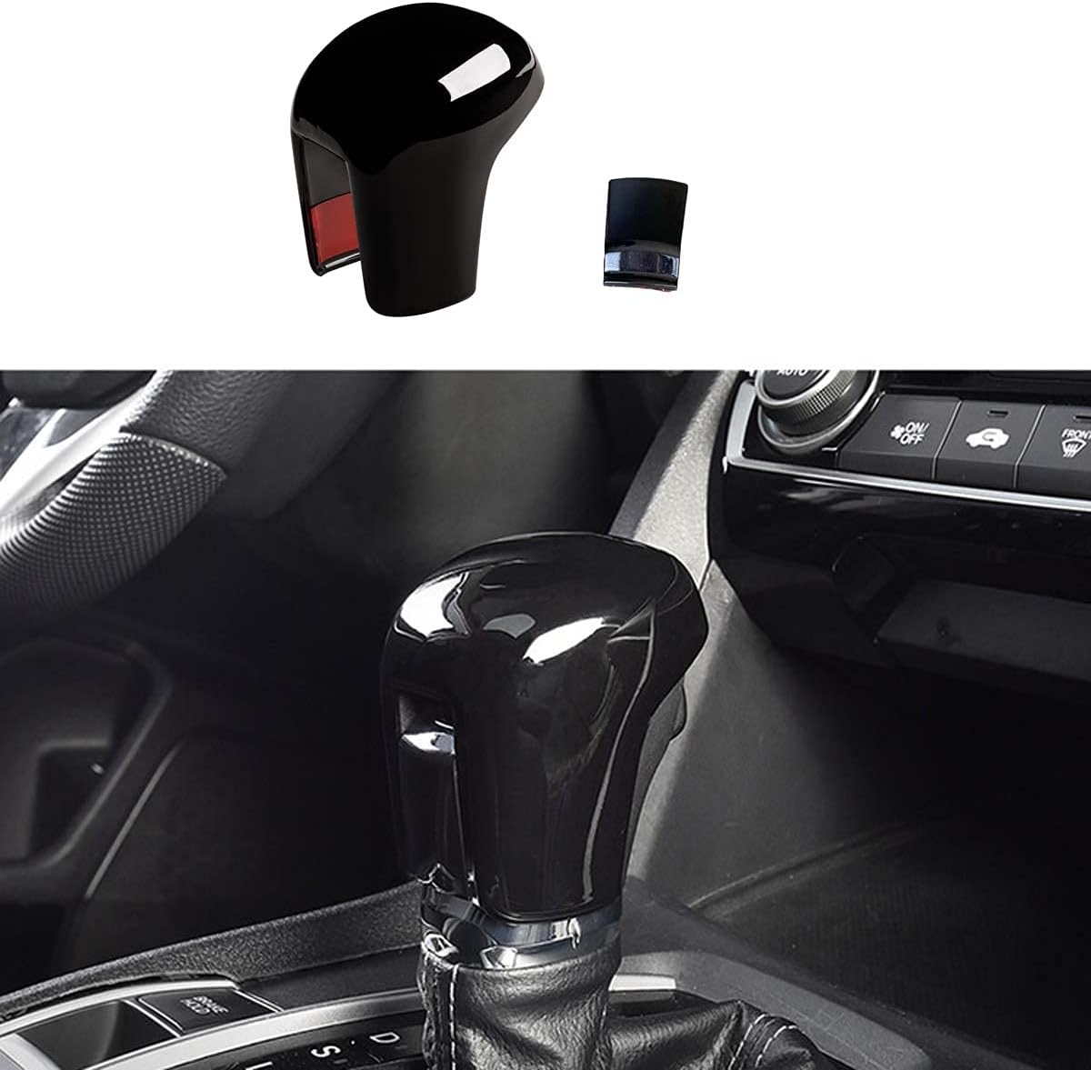 Black Carbon Fiber Gear Shift Knob Cover H9800