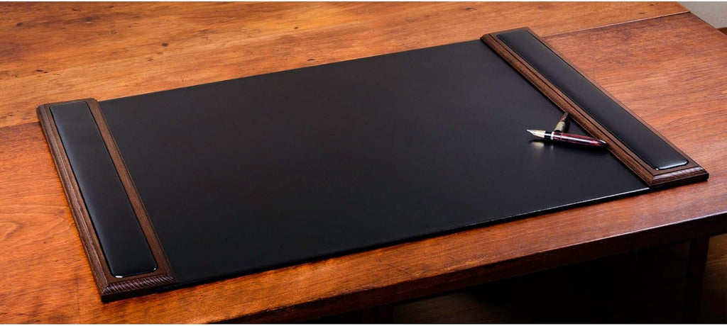 Walnut & Black Leather Desk Pad V8331