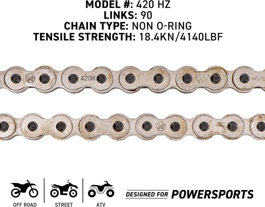 Drive Sprocket Chain Combo Front 15 Rear 32 Tooth 420HZ Standard 90 Links Pack of 2 H966564