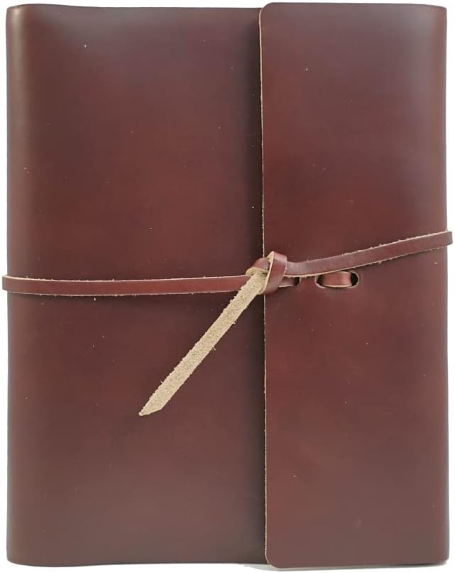 Large Refillable Leather Notebook Journal Diary, Top Grain, Lined Pages, Dark Brown, Medium, Pack of 2 W4368