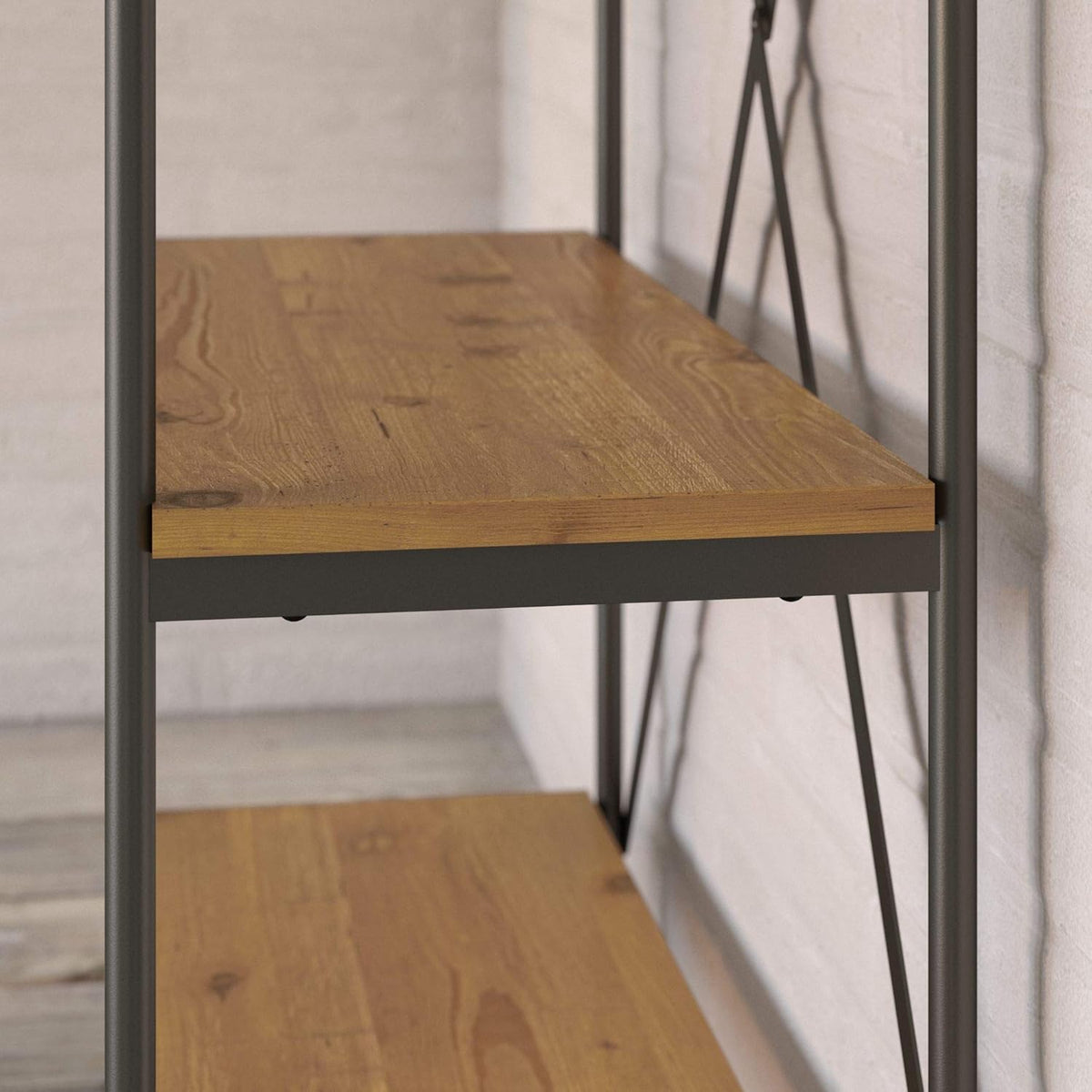 Vintage Golden Pine 5 Shelf Etagere Bookcase K73375