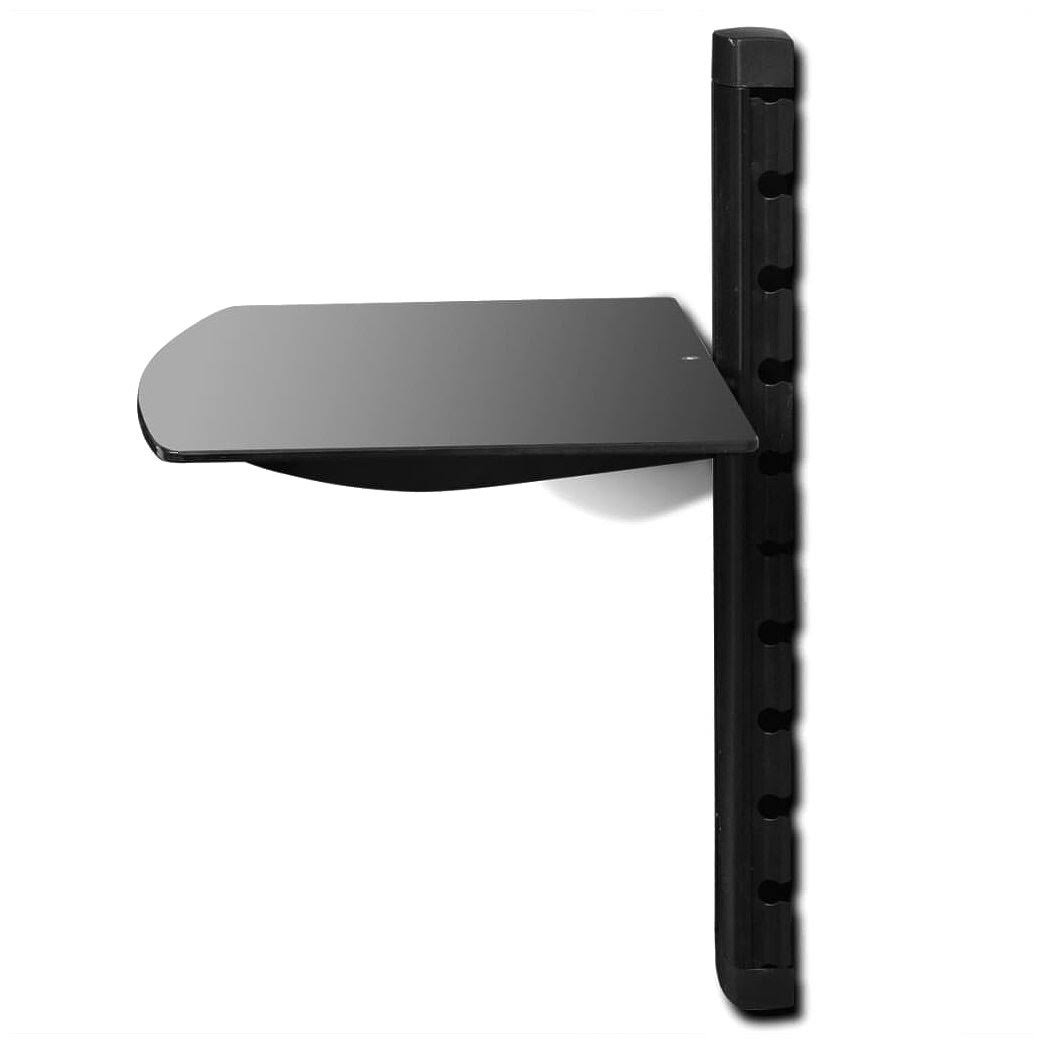 Black Wall Mounted Glass DVD Shelf D1688