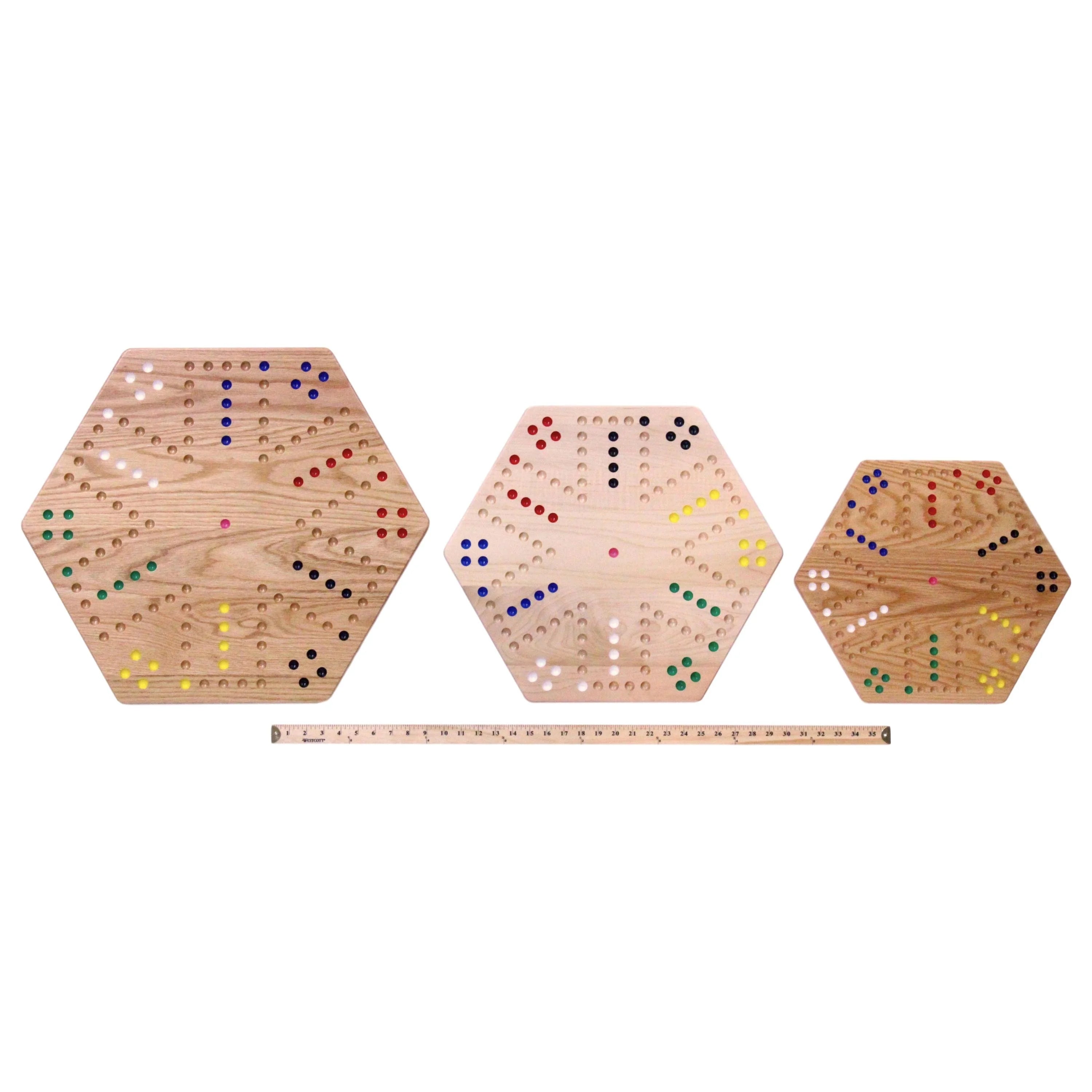 Large 24" Wooden Hand-Painted Aggravation Board Game with 22mm Marbles and Dice N281219