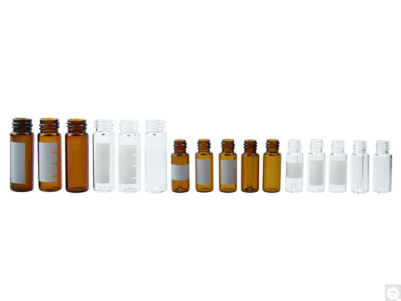 12 x 32 mm 2 ml Clear Borosilicate Large Opening Screw Thread Vial with 9 mm Neck Finish Green Graduation Spot D714775