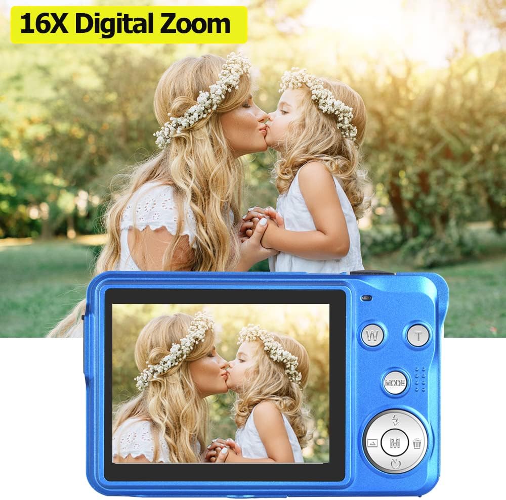 48MP Compact Digital Camera with 16X Digital Zoom, Blue, Pack of 2 Y8746