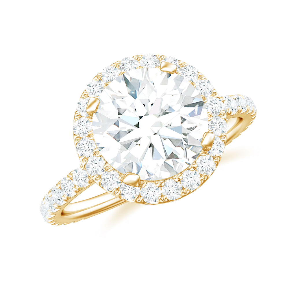 14K Yellow Gold Moissanite Halo Engagement Ring W208370