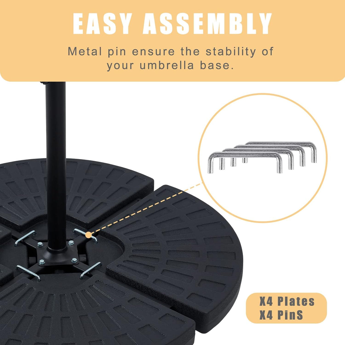4PCS Black Cantilever Offset Patio Umbrella Stand Base Plate G619