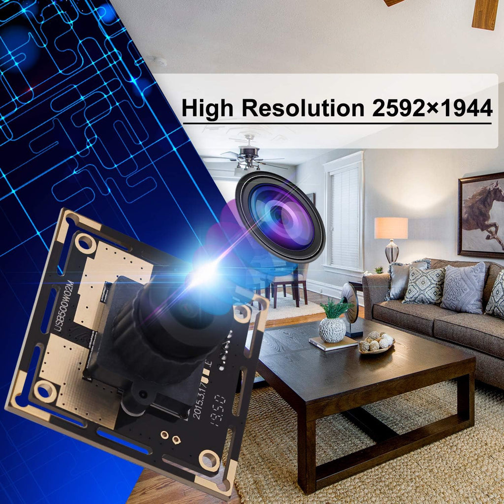 5 Megapixel USB Camera Module with 170 Degree Fisheye Lens Wide Angle HD F5841