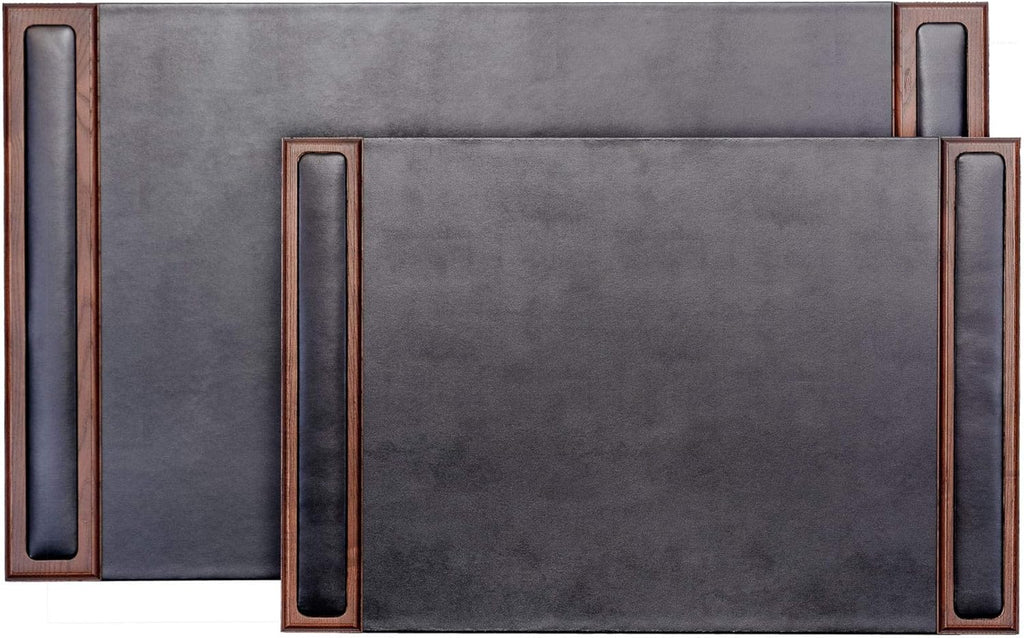 Walnut & Black Leather Desk Pad V8331