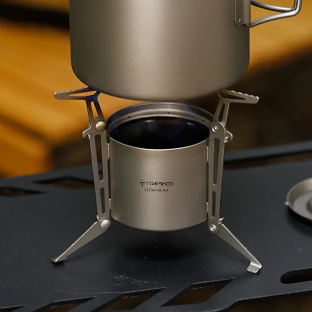 Alcohol Stove with Lid Foldable Legs and Pot Supports M415147