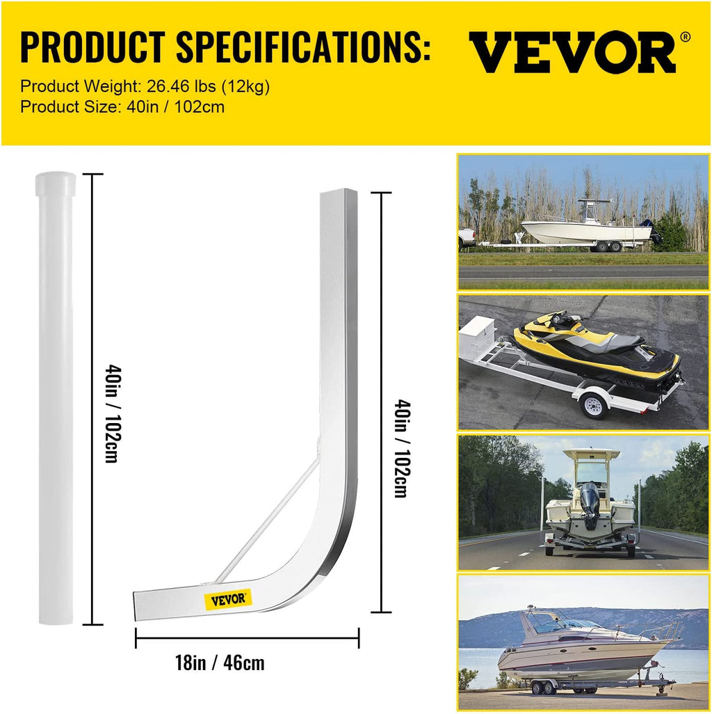 48 in. Steel Boat Trailer Guide-on with White PVC Tube Covers O755