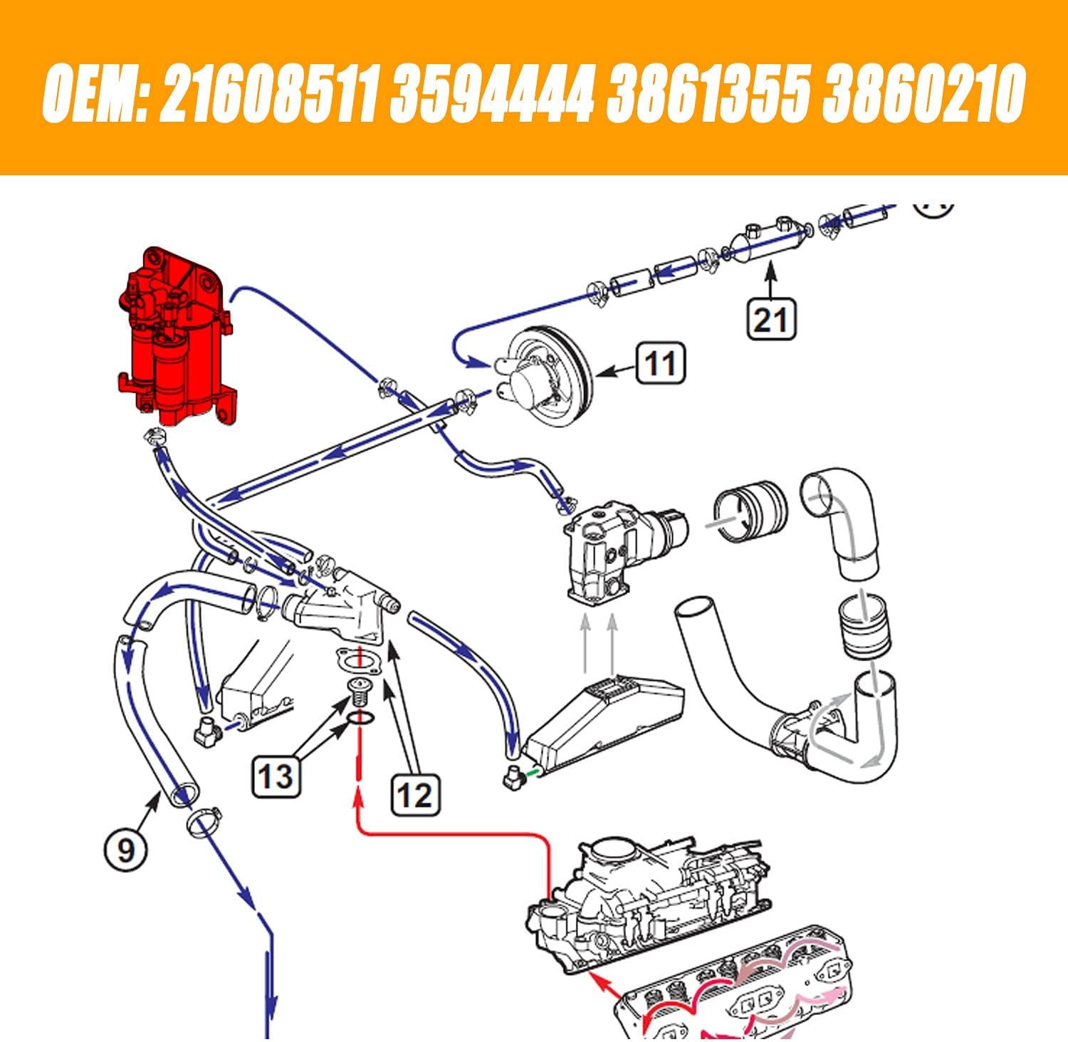 Electric Fuel Pump Assembly Compatible with Volvo Penta 4.3GXI 5.0GXI 5.7GI Replace 21608511 21545138 C739