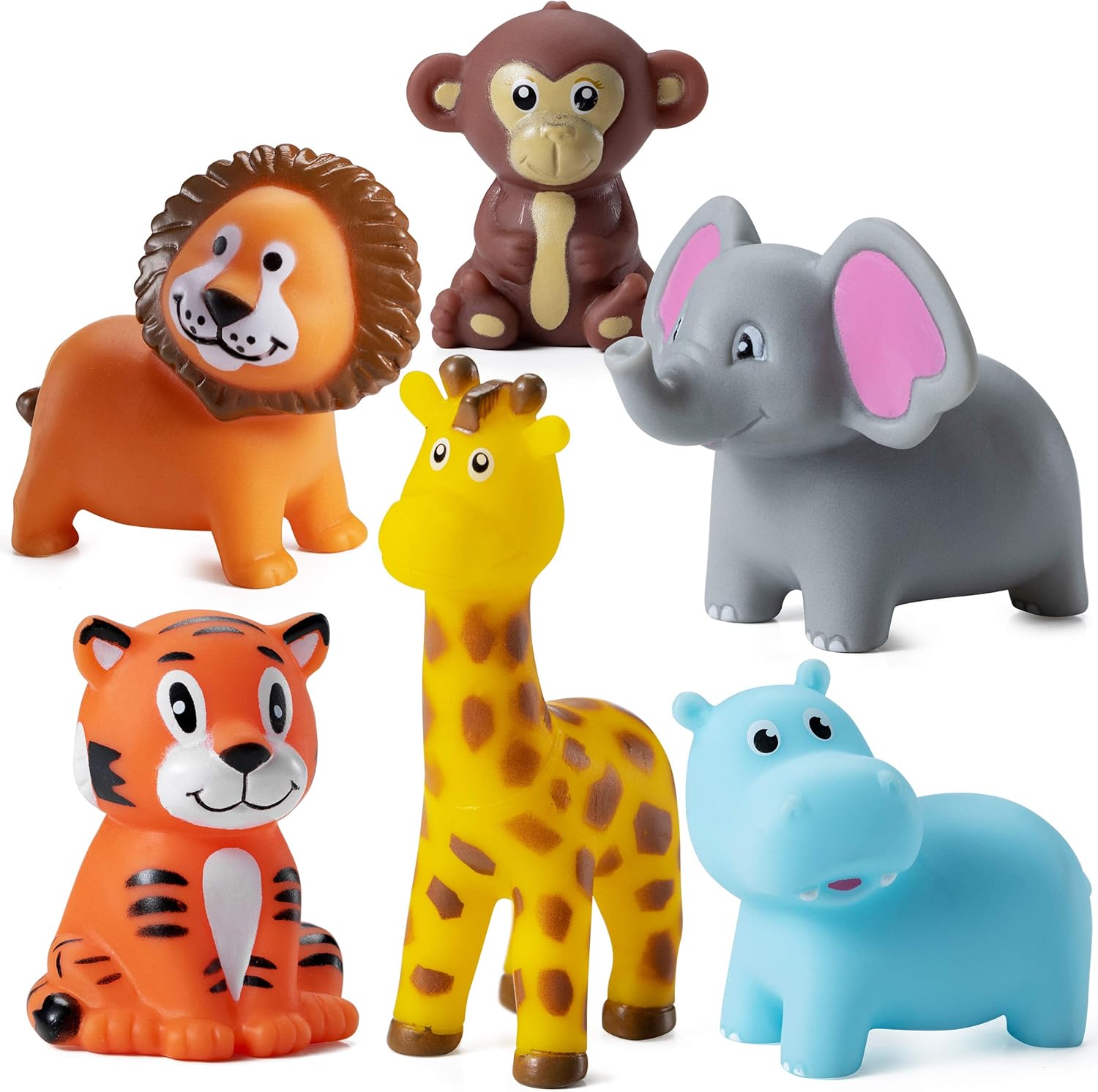 12 Pack Vinyl Safari Jungle Animals Bath Tub Toy H31639