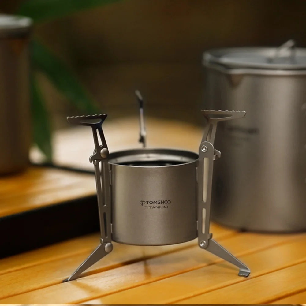 Alcohol Stove with Lid Foldable Legs and Pot Supports M415147