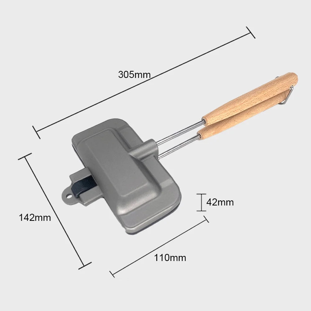 Double-Sided Non-Stick Aluminum Sandwich Maker with Removable Handle K40383