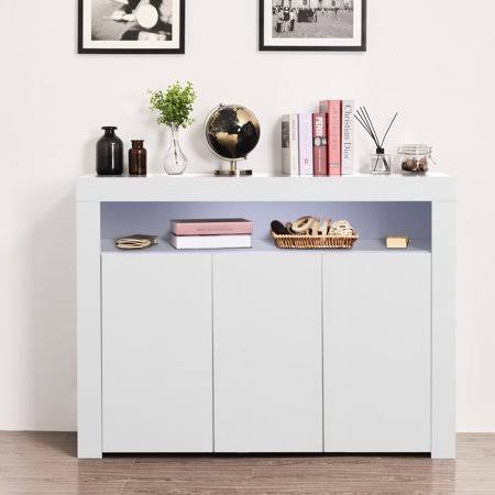 Black High Gloss Sideboard Storage Cabinet with LED Light Z795160