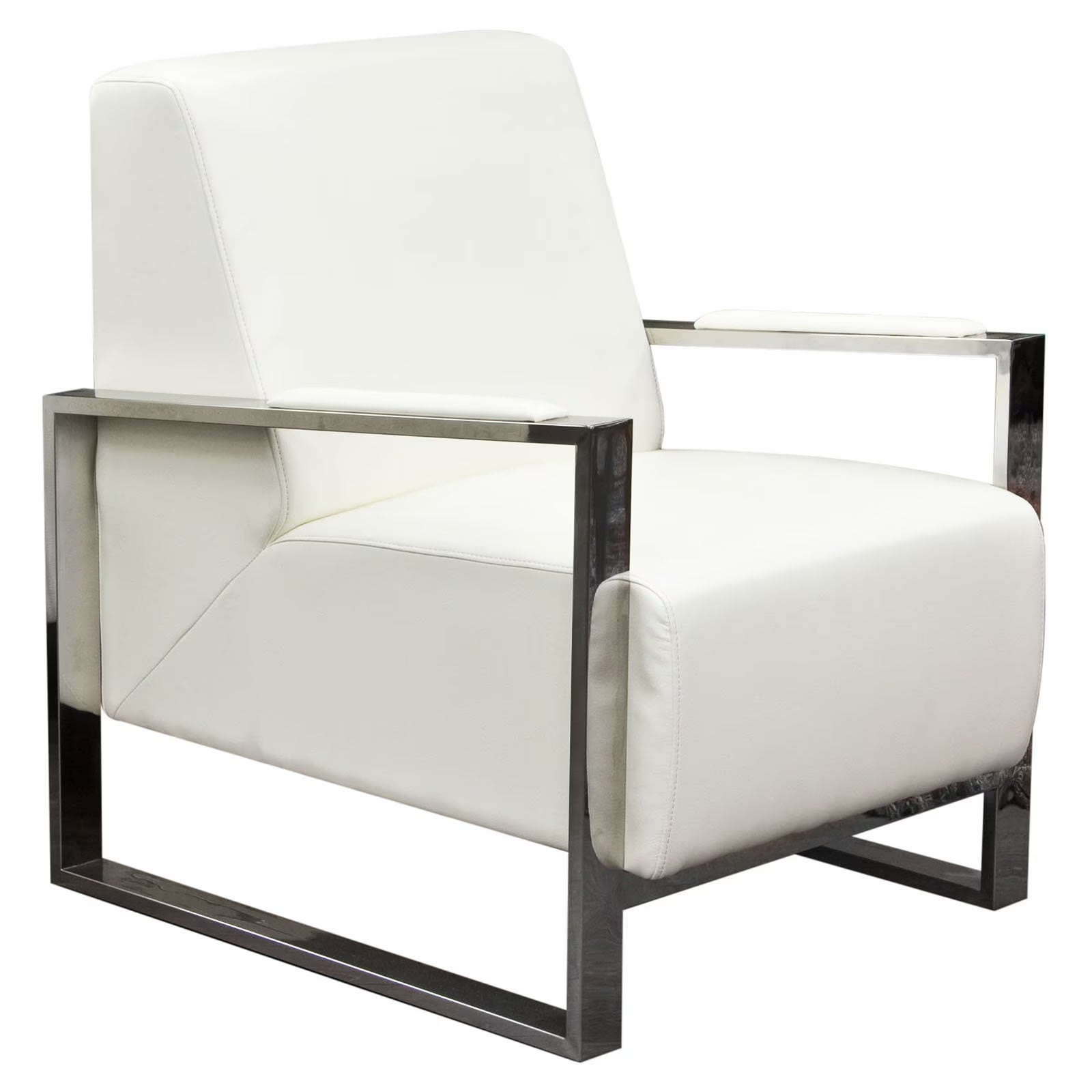 White Accent Chair with Stainless Steel Frame H32378