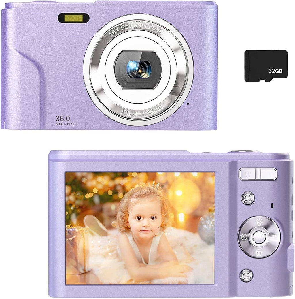 36MP Full HD 1080P Rechargeable Digital Camera with 32GB SD Card (Green) T5655
