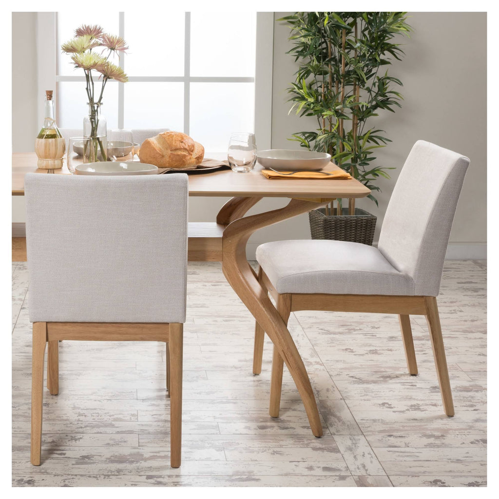 Light Beige/Oak Dining Chair Set of 2 J4575