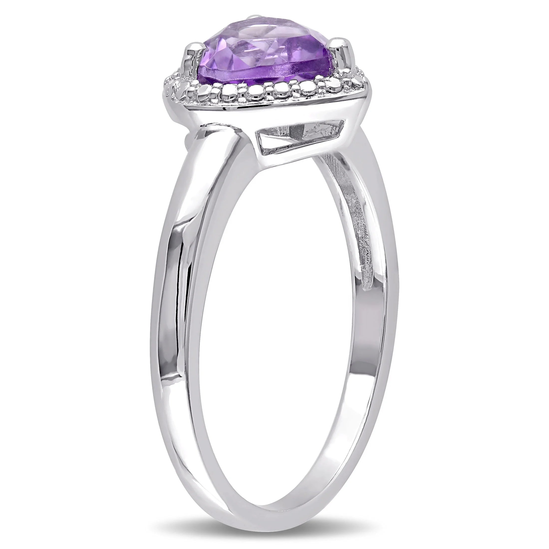 Heart-Shape Amethyst Sterling Silver Ring D9111