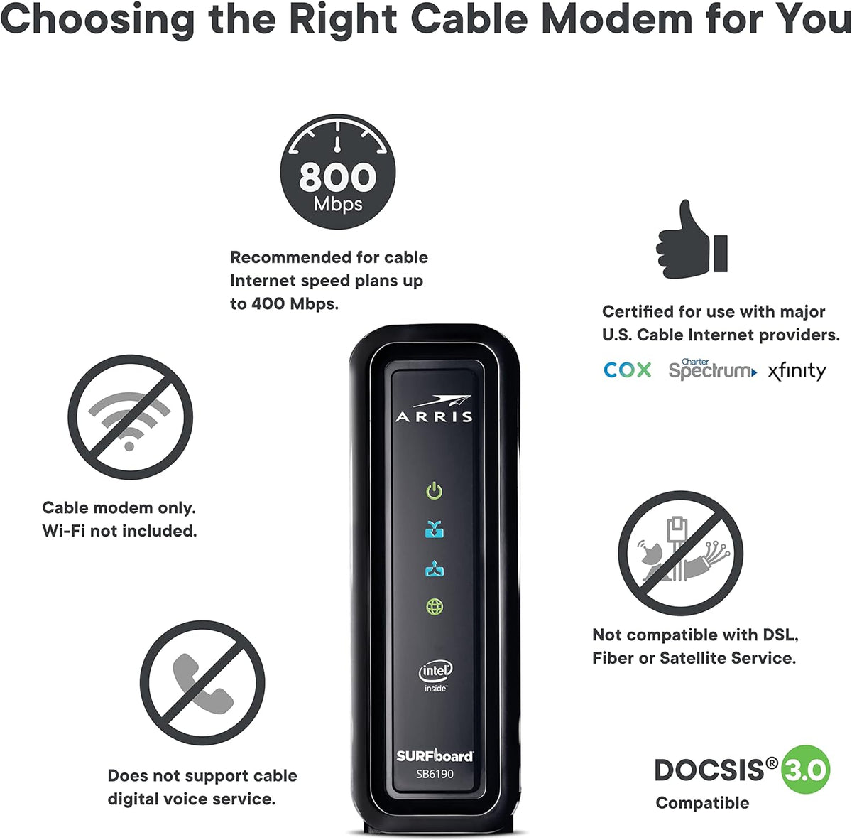 Cable Modem, Black, 800 Mbps S7655