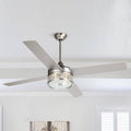 52-Inch Satin Nickel 4-Blades Ceiling Fan with Crystal Shade I490