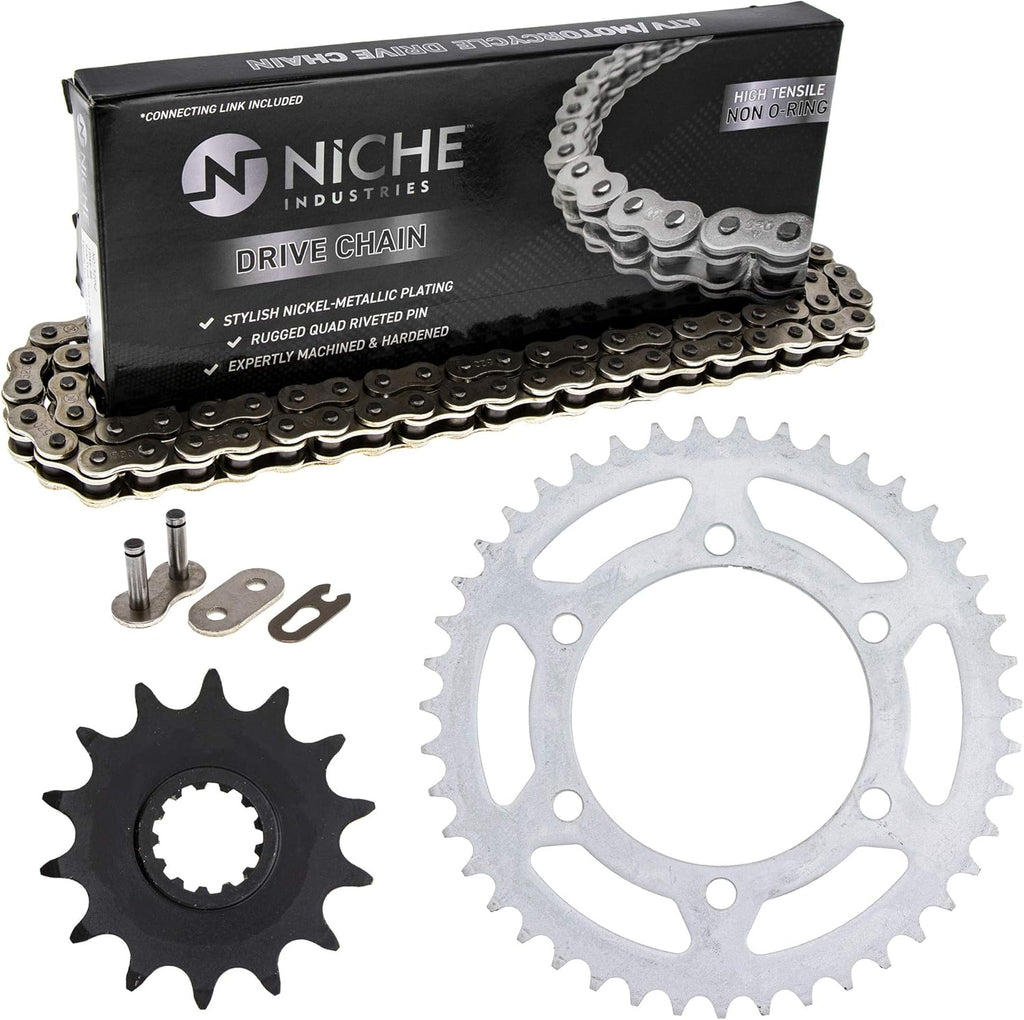 Drive Sprocket Chain Combo Front 14 Rear 43 Tooth 520NZ Standard 106 Links Pack of 2 H8797