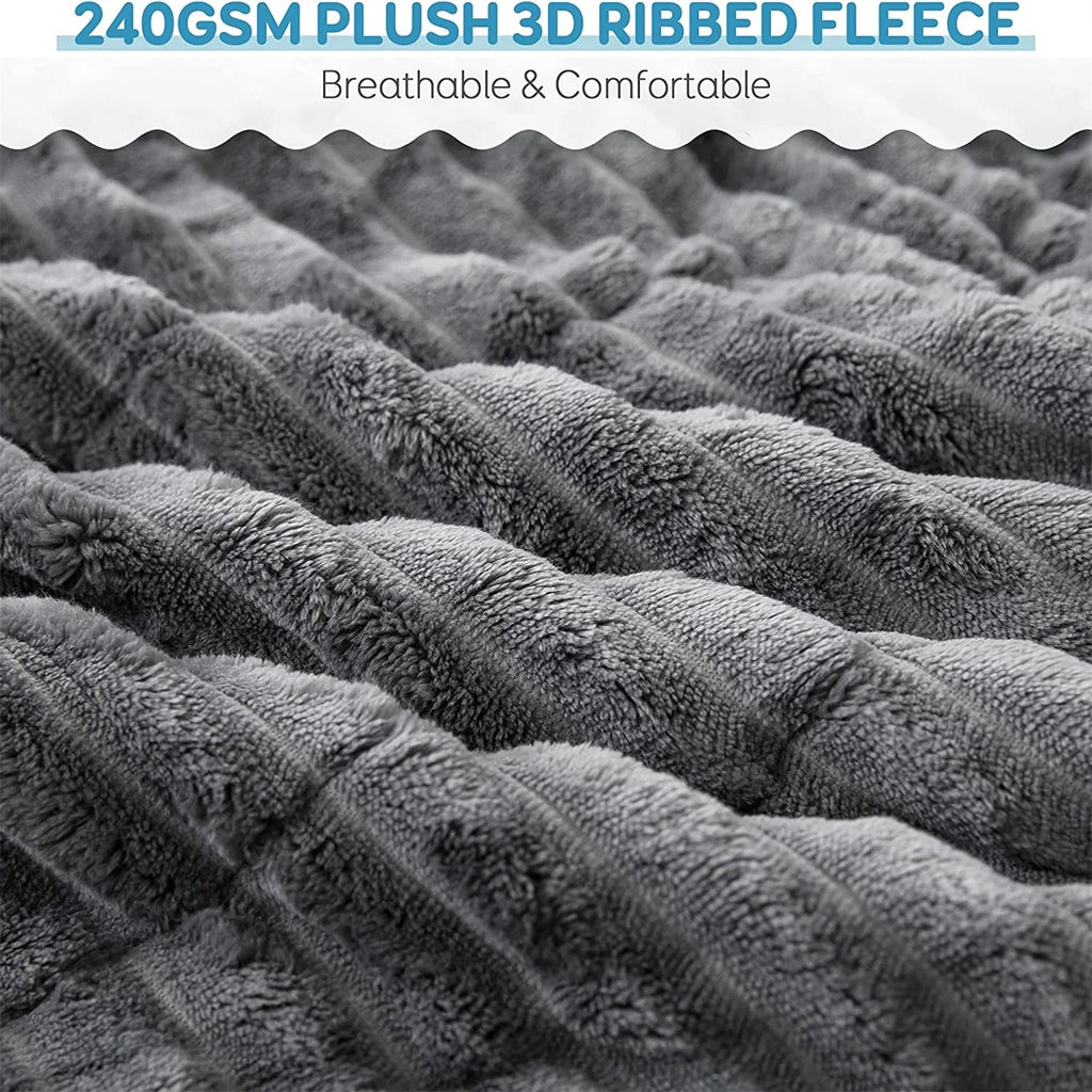 Gray Sherpa Fleece Weighted Blanket Queen Size 15lbs 60"x80" W6114