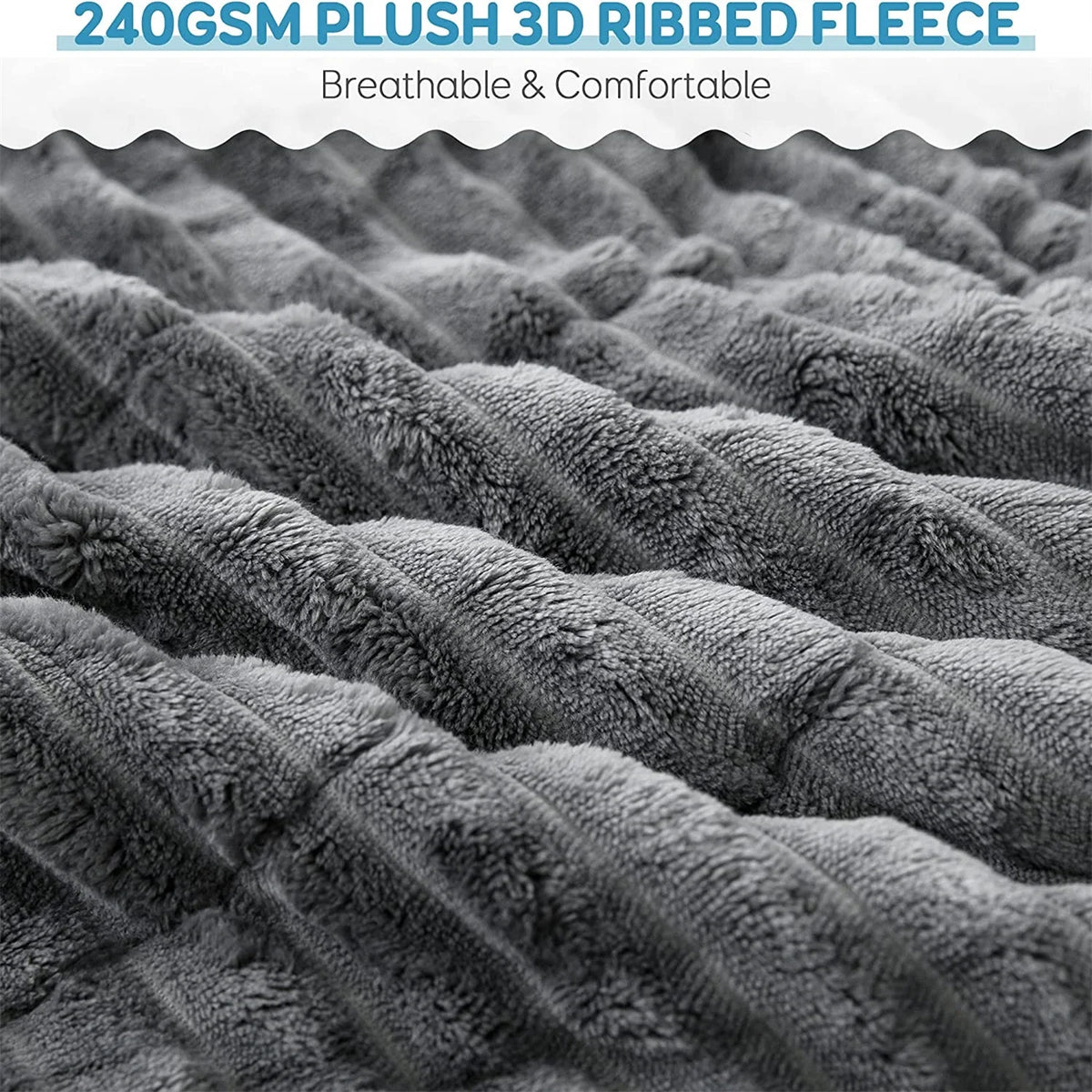 Gray Sherpa Fleece Weighted Blanket Queen Size 15lbs 60"x80" W6114