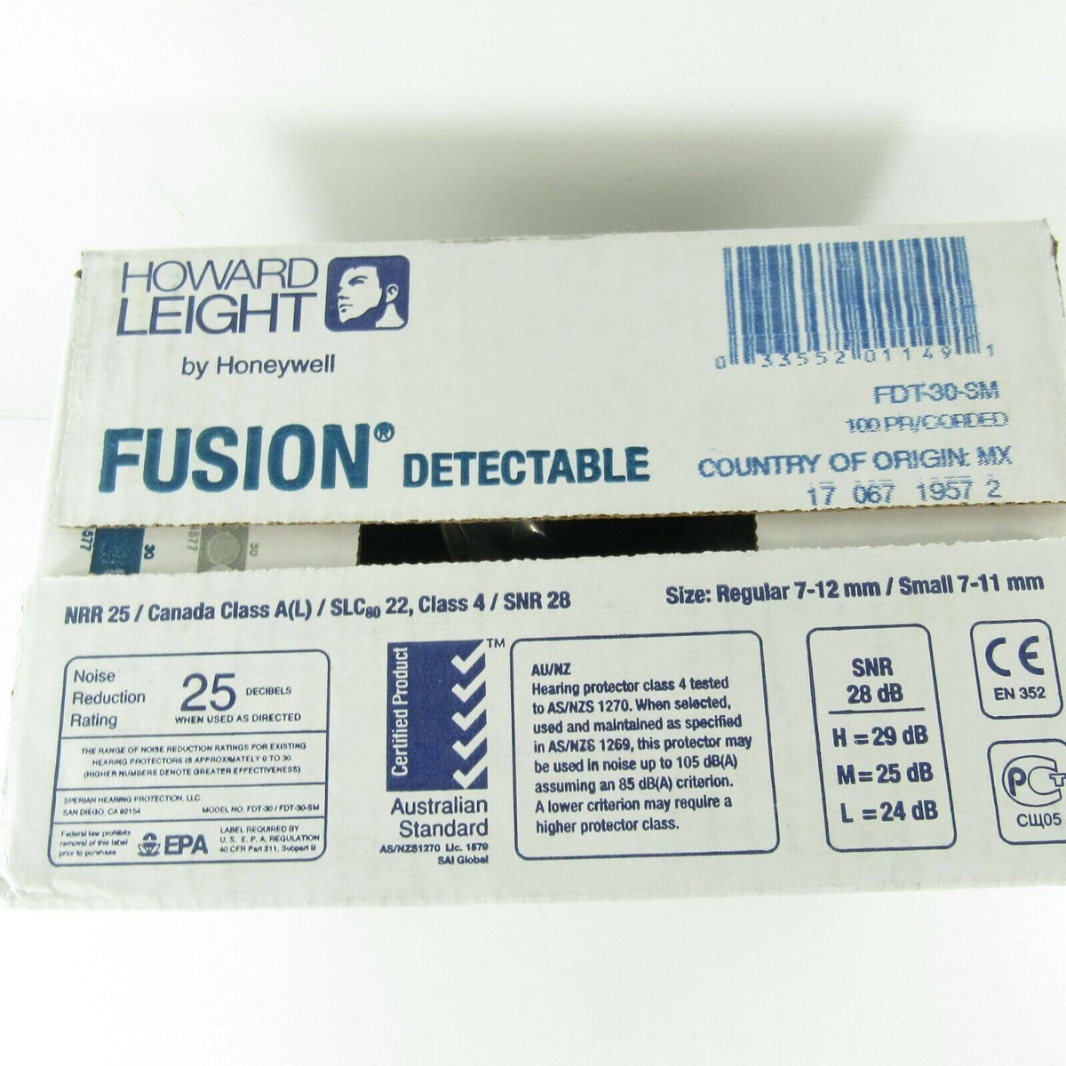 Fusion Detectable 25NRR Earplugs - Small/Corded - 100/Box D5952